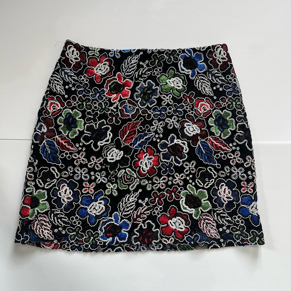 Zara Colorful Embroidered Floral Women's Mini Skirt